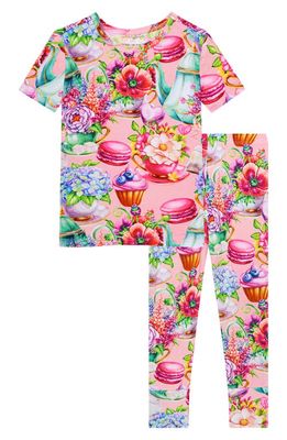 Posh Peanut Elizabeth Fitted Two-Piece Pajamas in Bright Pink