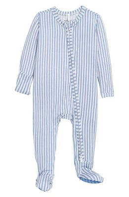 Posh Peanut Harrison Fitted One-Piece Footie Pajamas in Open Blue