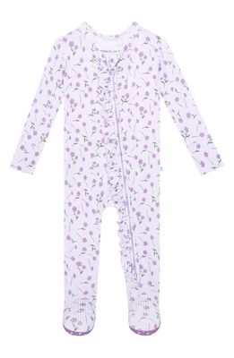 Posh Peanut Jeanette Ruffled Fitted Footie Pajamas in Open Purple