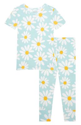 Posh Peanut Kids' Carolyn Floral Fitted Two-Piece Pajamas in Light /Pastel Green