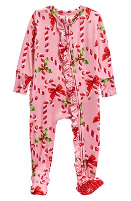 Posh Peanut Kids' Helen Ruffle Fitted Footie Pajamas in Light/Pastel Pink