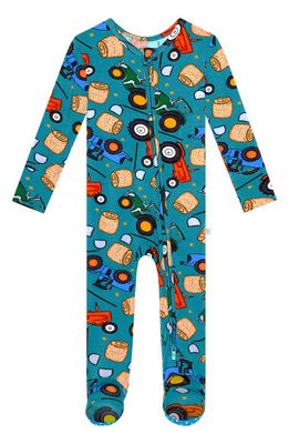 Posh Peanut Kids' Roberts Fitted Footie Pajamas in Medium Teal