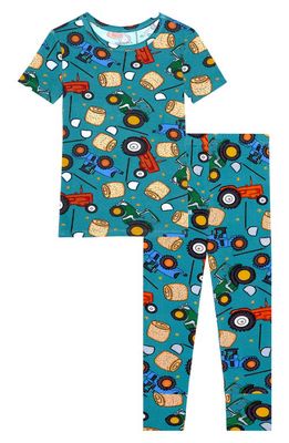 Posh Peanut Kids' Roberts Fitted Two-Piece Pajamas in Medium Green