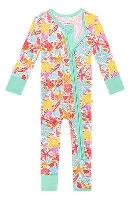 Posh Peanut Kids' Sandy Fitted Convertible Footie Pajamas in Pink/Teal Multi