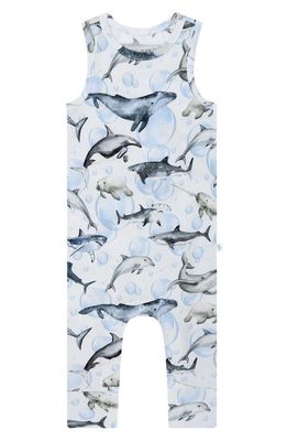 Posh Peanut Kids' Sharkly Racerback Romper in Open Blue