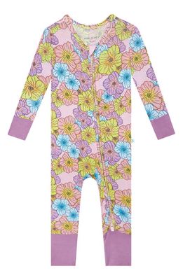 Posh Peanut Kourtney Floral Fitted Convertible Footie Pajamas in Open Purple 