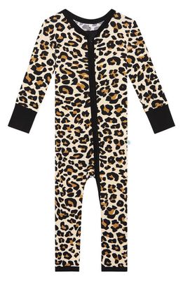 Posh Peanut Lana Leopard Fitted Convertible Footie Pajamas in Light Beige