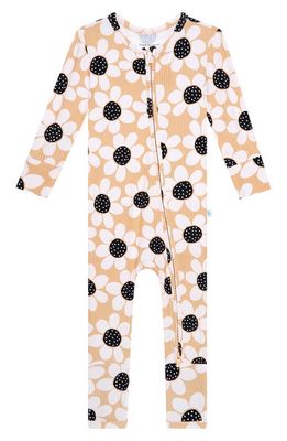 Posh Peanut Reagan Floral Fitted Convertible Footie Pajamas in Light Beige