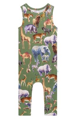 Posh Peanut Safari Racerback Romper in Open Green