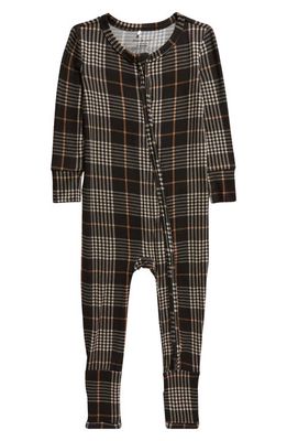 Posh Peanut Sanders Plaid Fitted One-Piece Convertible Footie Pajamas in Oxford