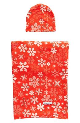 Posh Peanut Snowflakes Beanie & Swaddle Set in Bright Red