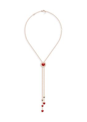 Possession 18K Rose Gold, Carnelian & Diamond Lariat Pendant Necklace