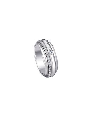 Possession 18K White Gold Turning Ring with Diamonds, Size 6