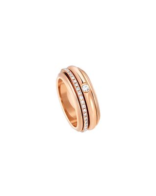 Possession Turning Band Ring with Diamonds in 18K Red Gold, Size 6