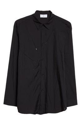 POST ARCHIVE FACTION 5.0 Center Zip Nylon Button-Up Shirt in Black