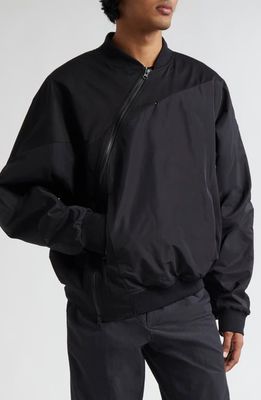 POST ARCHIVE FACTION 6.0 Asymmetric Zip Bomber Jacket Center in Black 