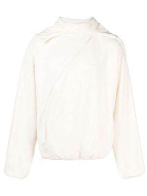 Post Archive Faction Center asymmetric fleece hoodie - White