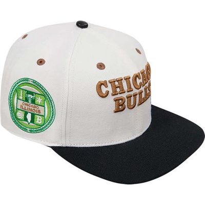 Post Men's Cream/Black Chicago Bulls Album Cover Snapback Hat
