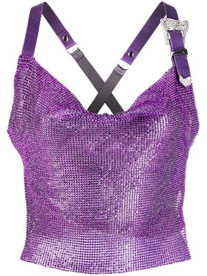 POSTER GIRL crystal-embellished crossover-strap top - Purple