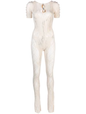 POSTER GIRL Delphine embellished cut-out jumpsuit - PEARL