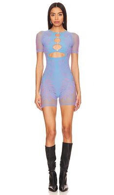 Poster Girl Dinero Playsuit in Blue.
