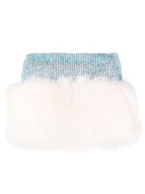 POSTER GIRL faux-fur design chainmail miniskirt - Blue