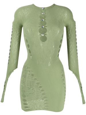POSTER GIRL long-sleeved cut-out dress - Green