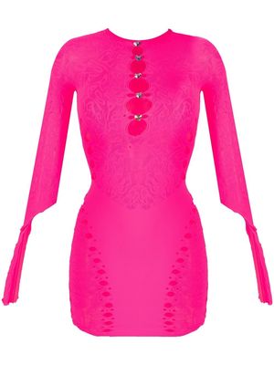 POSTER GIRL long-sleeved cut-out dress - Pink