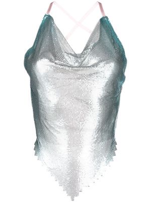POSTER GIRL metallic-mesh sleeveless top - Blue