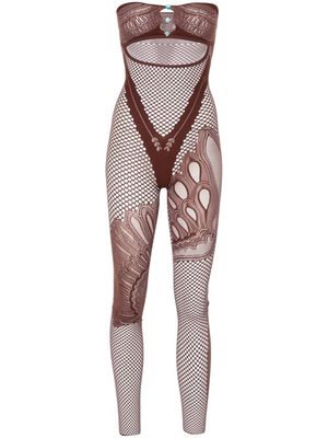 POSTER GIRL Risque mesh-detail jumpsuits - Brown