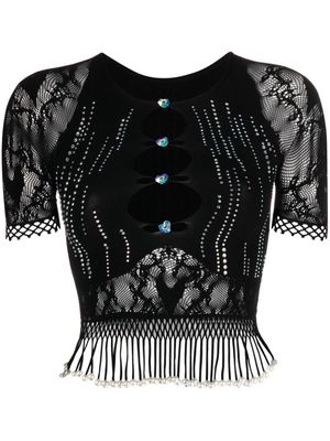 POSTER GIRL Urchin cut-out fringed blouse - Black
