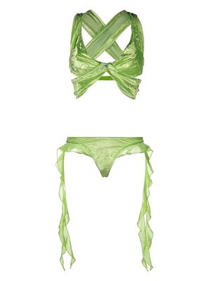 POSTER GIRL velvet-effect bikini - Green