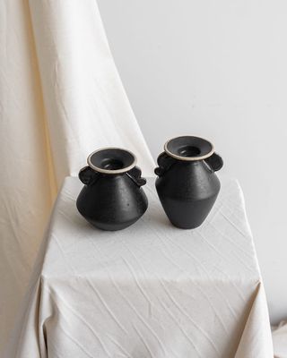 Pot Candle Holders, Pair