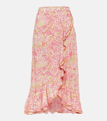 Poupette St Barth Aude floral ruffled midi skirt