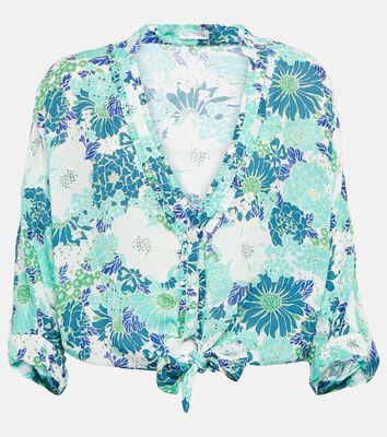 Poupette St Barth Azia floral satin shirt