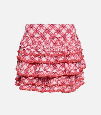 Poupette St Barth Bibi printed tiered miniskirt