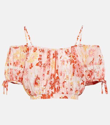 Poupette St Barth Bonny floral pleated crop top