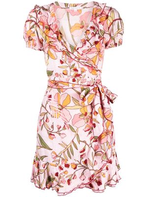 Poupette St Barth floral-print ruffled wrap dress - Pink