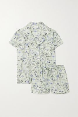 Pour Les Femmes - Apoline Printed Cotton-voile Pajama Set - White
