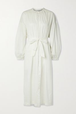 Pour Les Femmes - Mona Belted Cotton-voile Nightdress - White