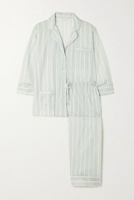 Pour Les Femmes - Striped Cotton-voile Pajama Set - Gray