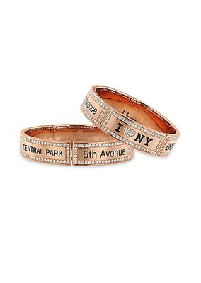 Power Bracelets 18K Rose Gold & Diamond New York Bangle Bracelet