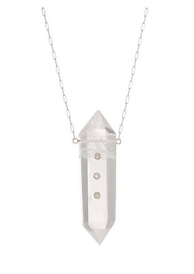 Power Crystals 14K White Gold, Rock Crystal, & Diamond Pendant Necklace