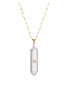 Power Crystals 14K Yellow Gold, Rock Crystal, & Diamond Pendant Necklace