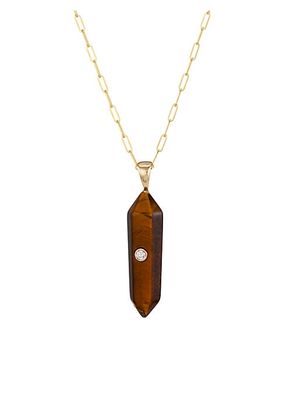 Power Crystals 14K Yellow Gold, Tiger's Eye, & Diamond Pendant Necklace