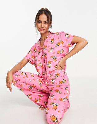 Power Puff Girls Blossom kickflare pajama set in pink