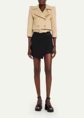 Power Short Belted Trench Jacket