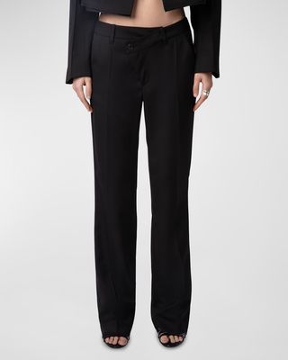 Poxy Low-Rise Straight-Leg Wool-Blend Trousers