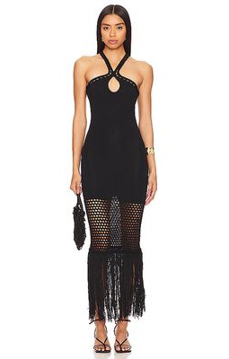 PQ Adrienne Fringe Dress in Black