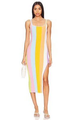 PQ Piper Slit Midi Dress in Yellow